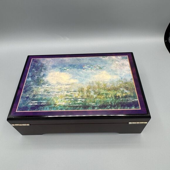 Vtg Monet Water Lilies Musical Jewelry Box Waltz of the Flowers by Tchaikovsky - Picture 8 of 12